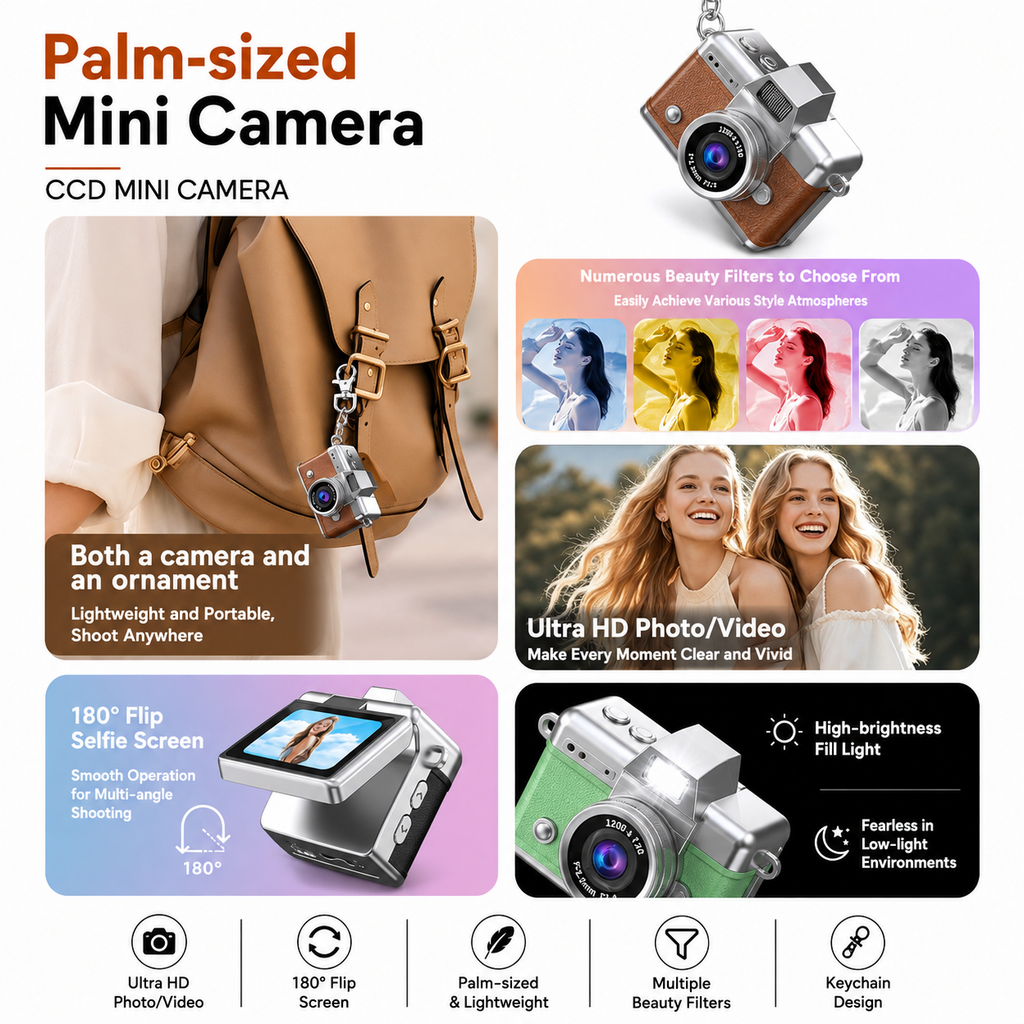 Mini flip digital keychain camera