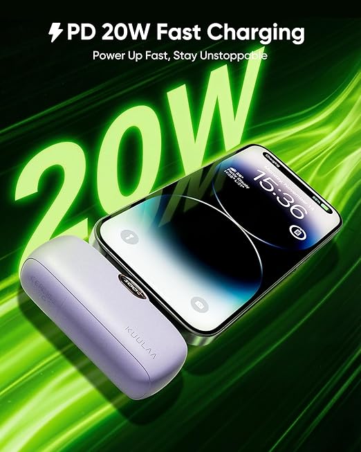 Portable Charger with Built-in Lightning Cable 5000mAh Small iPhone Fast Charging