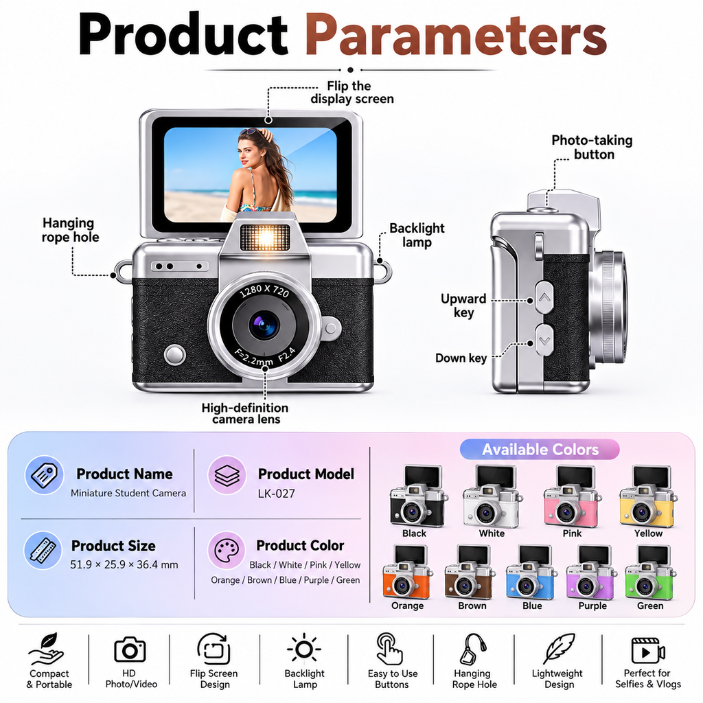 Mini flip digital keychain camera