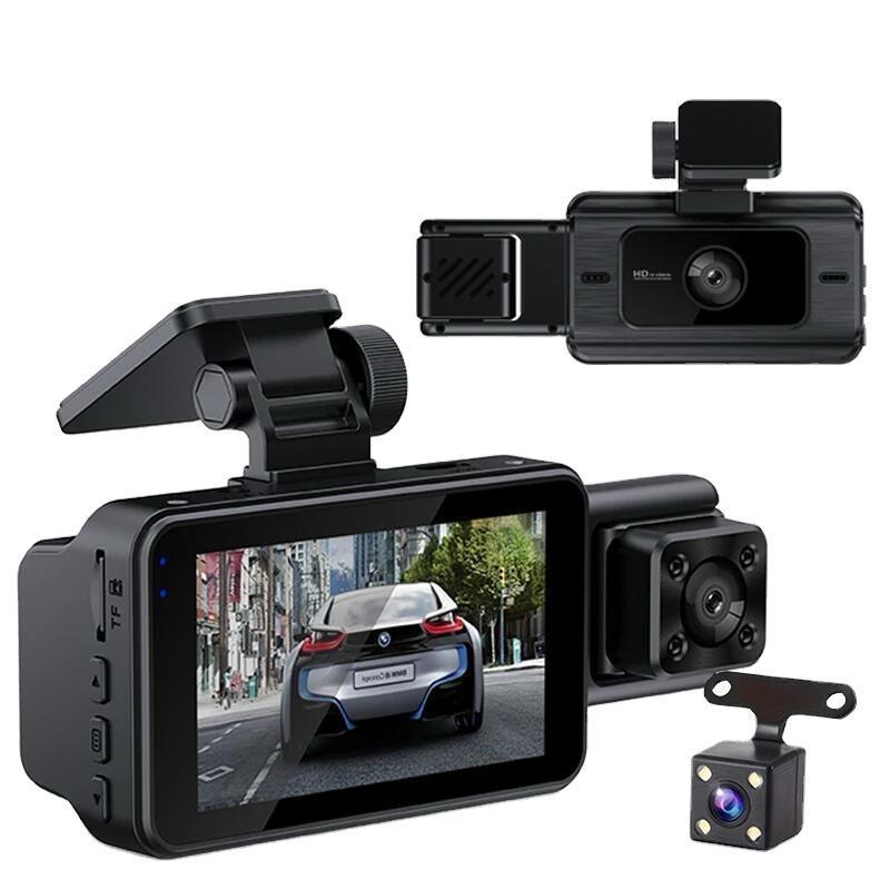 Full HD 1080P Car Dash Camera with Three Lenses | Video Recorder | WiFi app Control | Night Vision | Motion Detection and G Sensor |