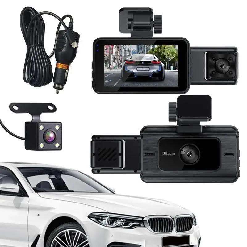 Full HD 1080P Car Dash Camera with Three Lenses | Video Recorder | WiFi app Control | Night Vision | Motion Detection and G Sensor |