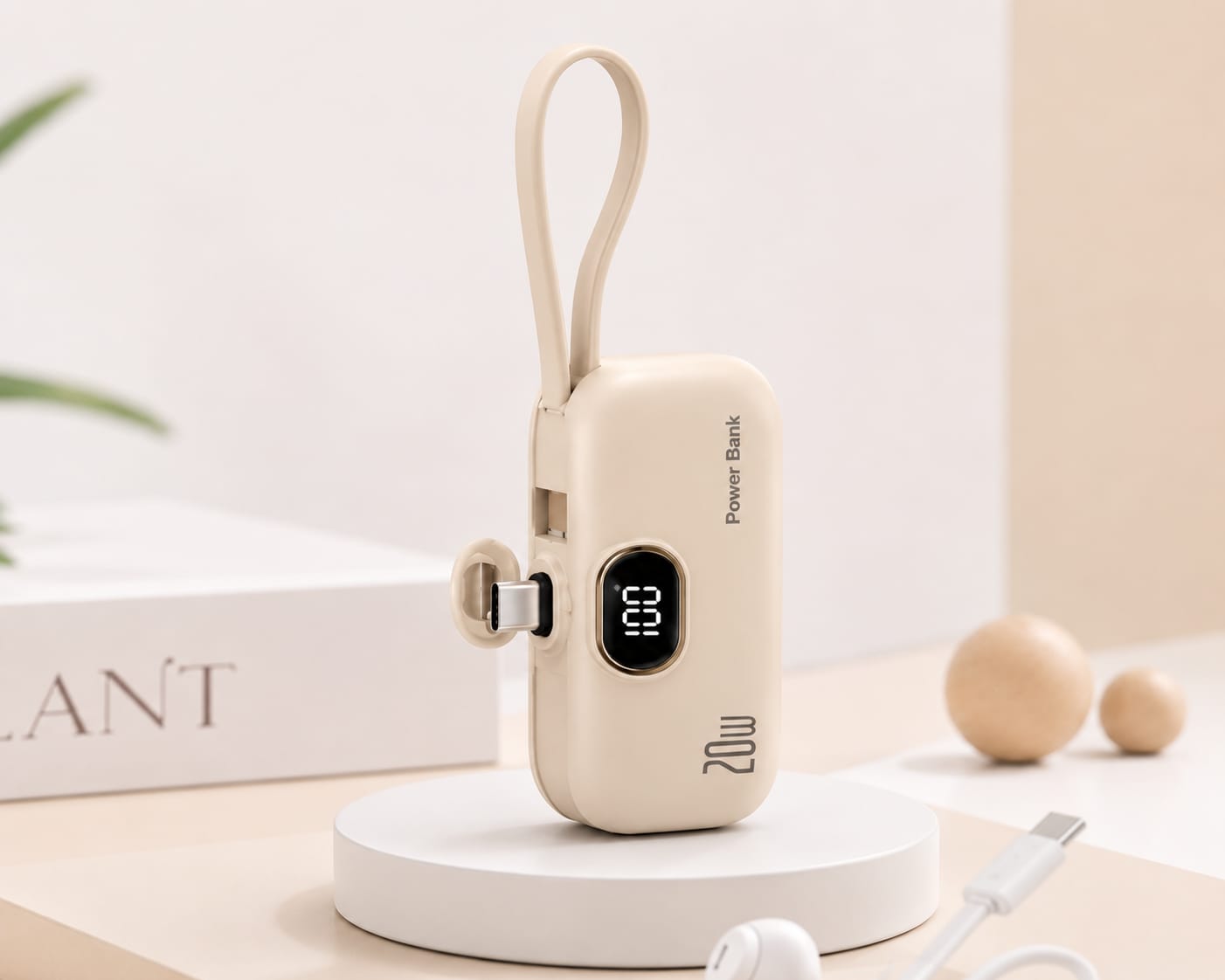 Portable Charger with Built-in Lightning Cable 5000mAh Small iPhone Fast Charging