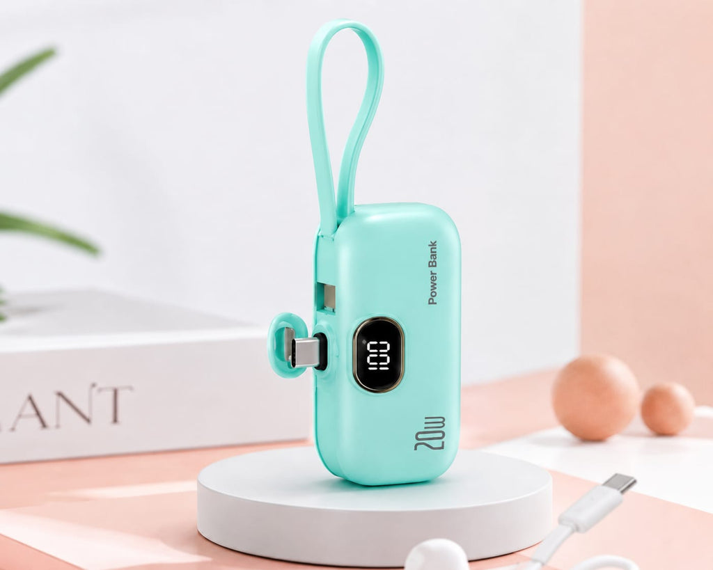 Portable Charger with Built-in Lightning Cable 5000mAh Small iPhone Fast Charging