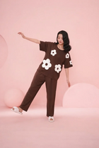 Brown Daisy Flower Night Suit For Her The Ultimate Dream Wear Sleep Suit
